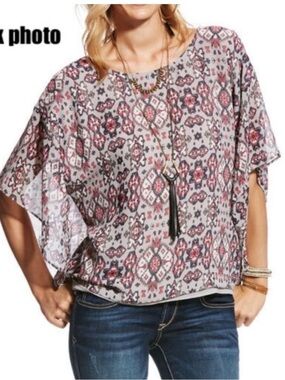 Ariat Jessa Western Aztec Blouse Top, M
